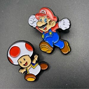 Nintendo Mario and Toad Pin Set - Red, Blue, White